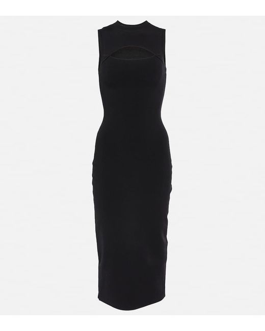 Victoria Beckham Black Sleeveless Cut Out Midi Dress