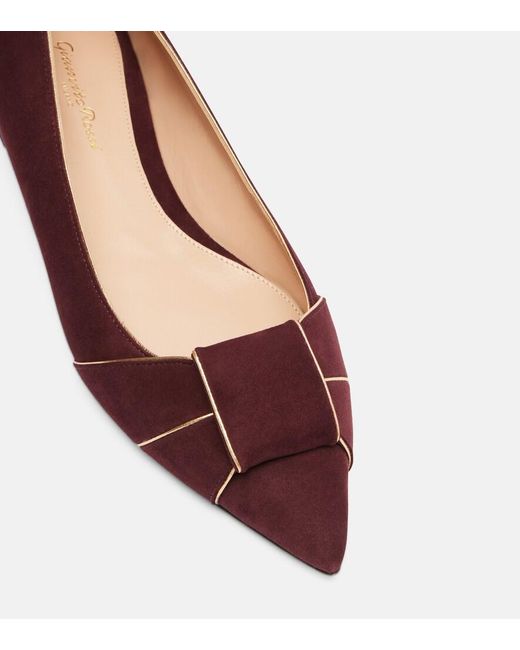 Gianvito Rossi Red Suede Ballet Flats