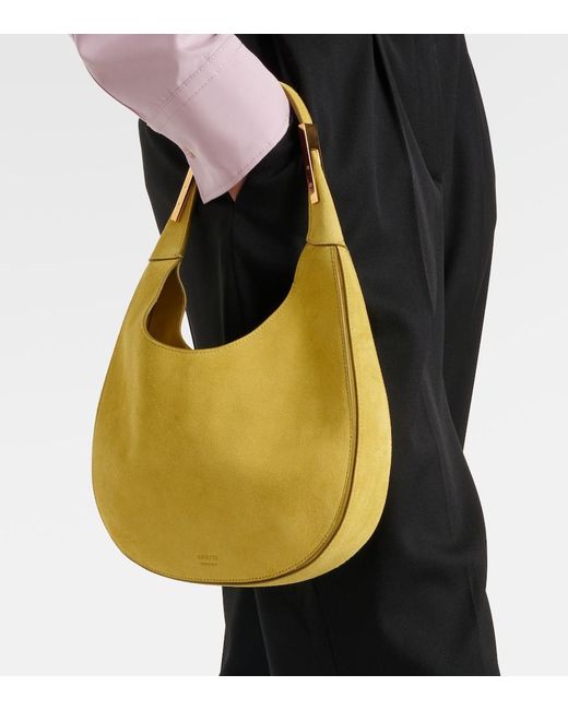 SAVETTE Green Florence Small Suede Shoulder Bag
