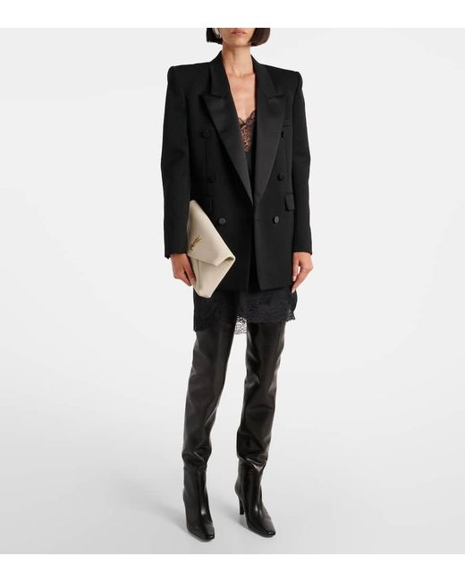 Saint Laurent Black Overknee-Stiefel Jill 75 Aus Leder