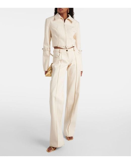 AYA MUSE Natural Tuxis Cropped Denim Jacket