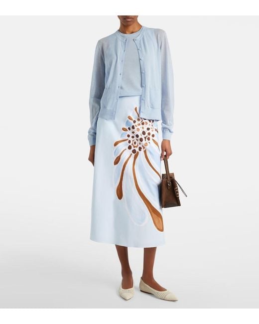 Dorothee Schumacher Blue Summer Semi-Sheer Cotton-Blend Cardigan