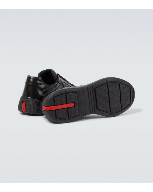 Prada Black America's Cup Leather Sneakers for men