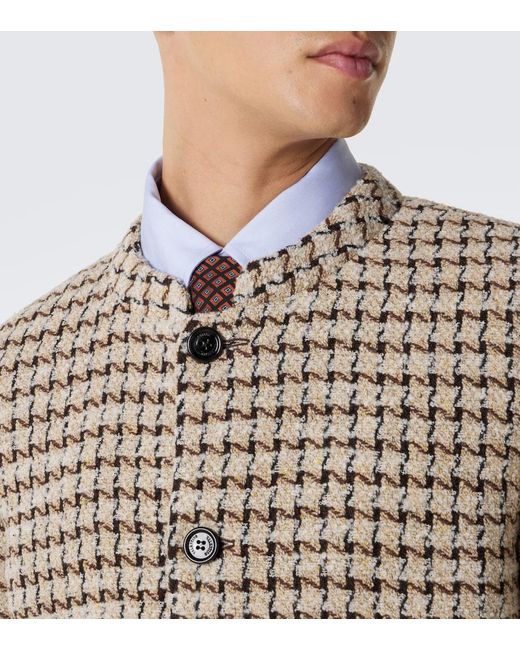 Valentino Brown Houndstooth Wool And Silk-Blend Boucle Blazer for men