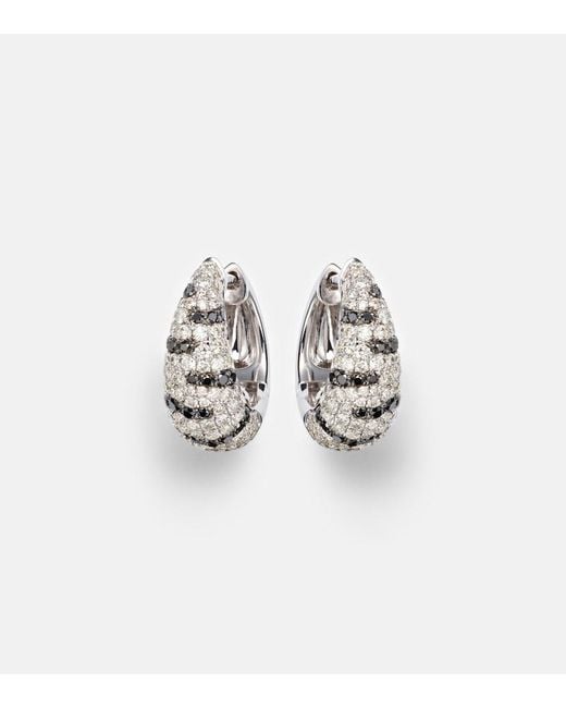 Yvonne Léon White Zebre 18Kt Hoop Earrings With Diamonds