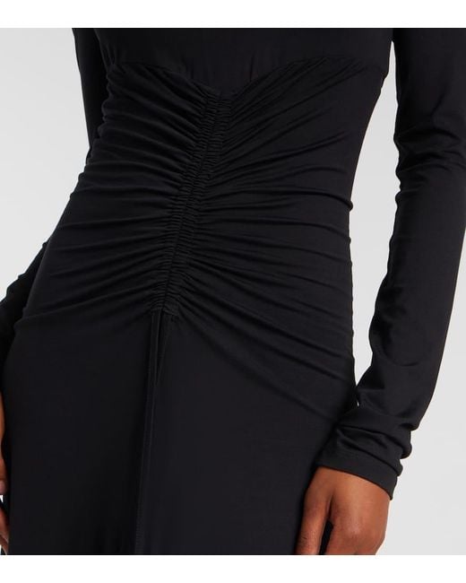 Max Mara Black Doppia Gathered Maxi Dress
