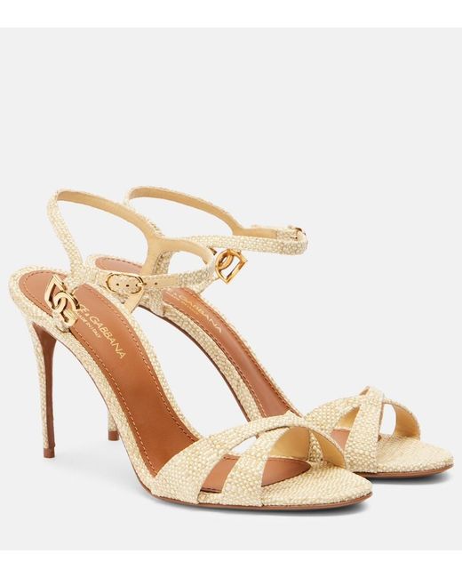 Dolce & Gabbana Metallic Raffia-Effect Sandals