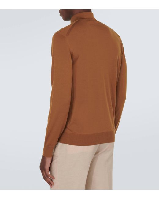 Zegna Brown Wool Polo Sweater for men