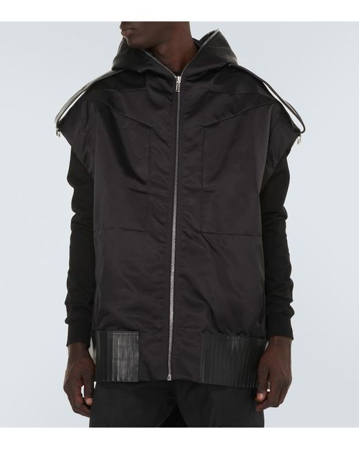 Rick Owens Black Vest Polyamide, Calfskin for men