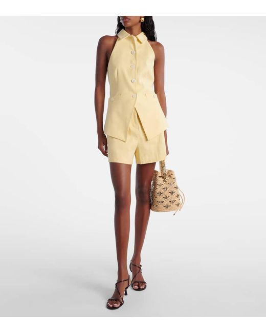 Shorts Brit En Mezcla De Lino Veronica Beard de color Natural
