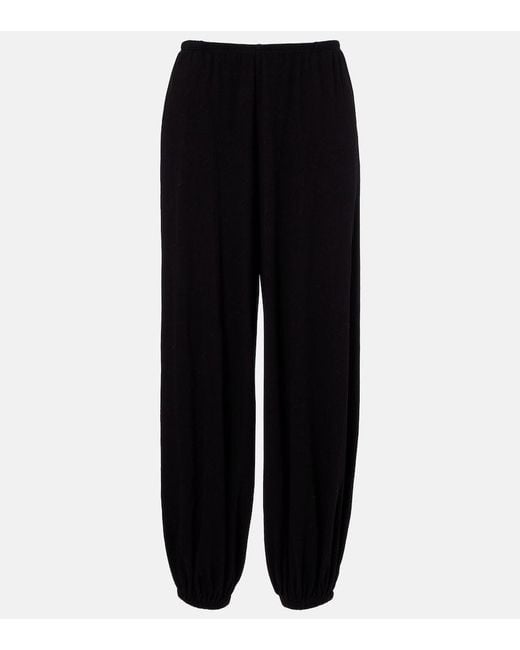The Row Black Fiamma Cotton, Cashmere, And Silk Sweatpants