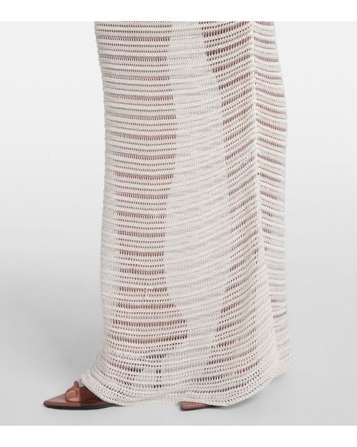 AYA MUSE White Sheer Crochet Maxi Dress