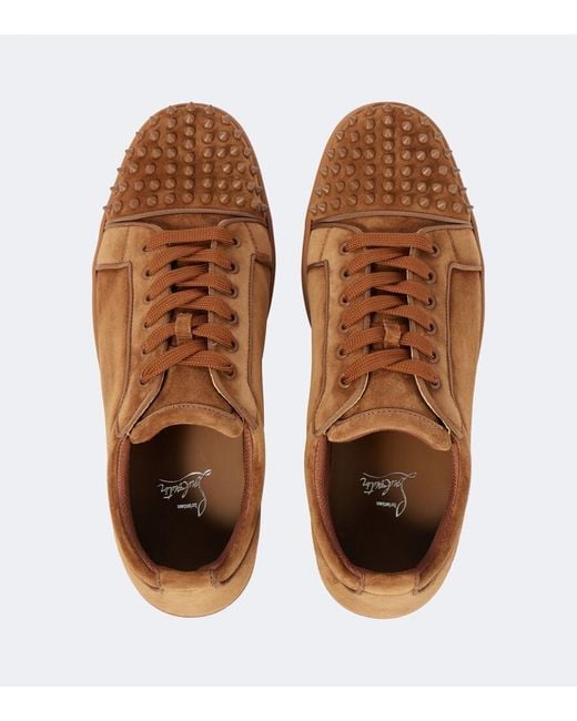 Christian Louboutin Brown Louis Junior Spikes Suede Sneakers for men