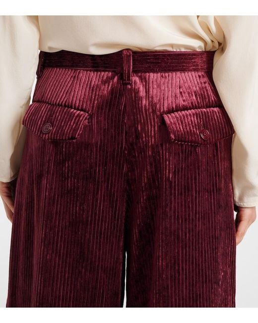 Dorothee Schumacher Purple Mid-Rise Corduroy Wide-Leg Pants