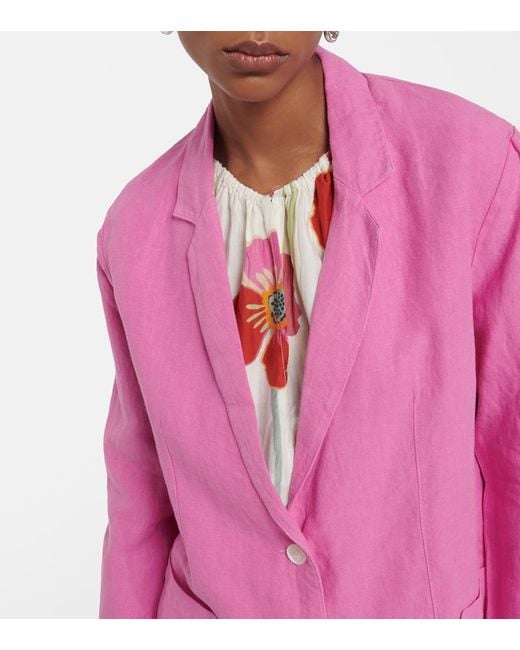 Velvet Pink Cassie Linen Blazer