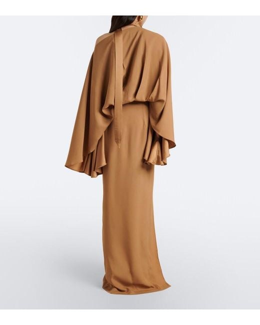 Taller Marmo Natural Brooks Scarf-Detail Crepe Cady Maxi Dress