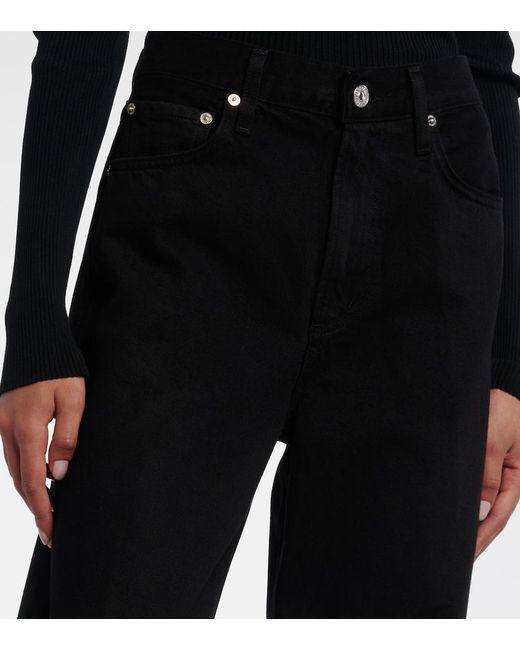 Citizens of Humanity Black Miro High-Rise Barrel-Leg Jeans