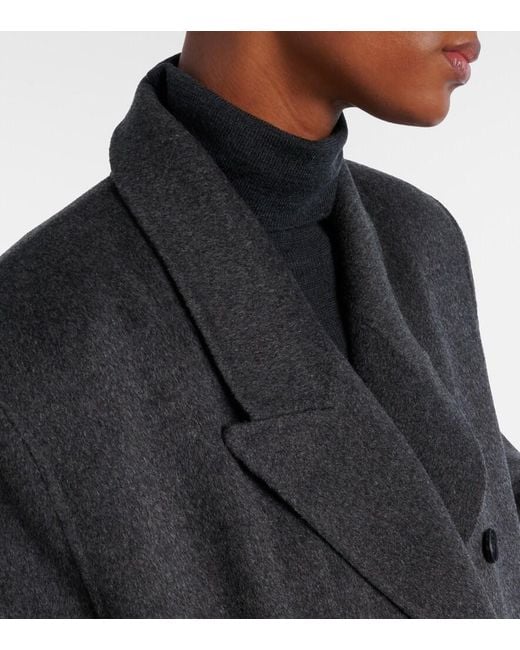 Frankie Shop Black Gaia Double-Breasted Wool-Blend Coat