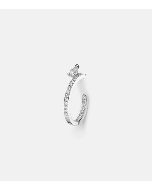 Repossi White Serti Sur Vide 18Kt Single Hoop Earring With Diamonds