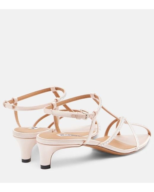 Jil Sander Natural Cage Crystal-Embellished Leather Sandals