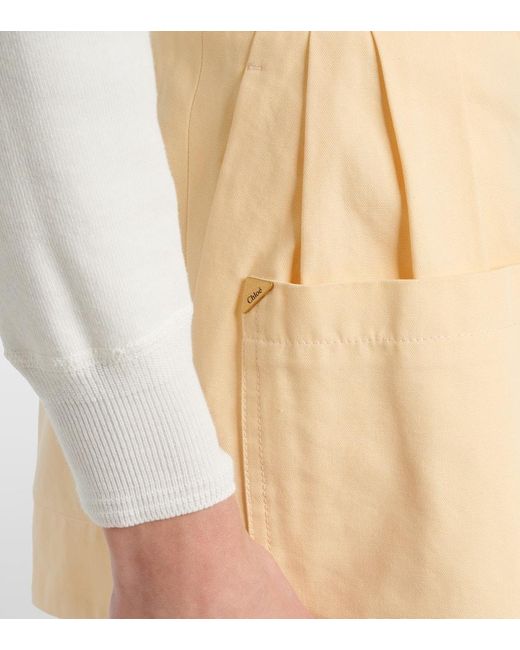 Short A Taille Haute En Coton Chloé en coloris Natural