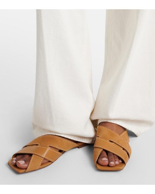 Tod's Brown Leather Slides