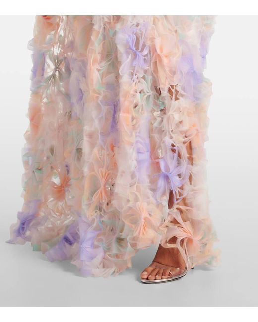 Abito Lungo Air-Whirl Con Applicazioni Floreali di SUSAN FANG in Pink