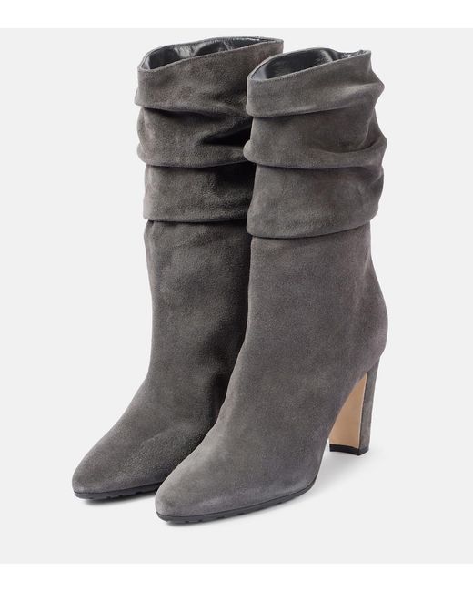 Manolo Blahnik Gray Calasso Suede Ankle Boots