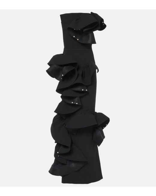 Maticevski Black Strapless Ruffled Gown