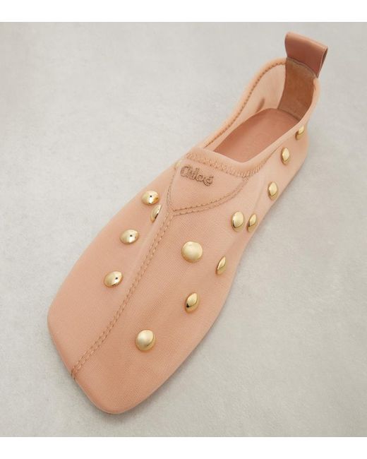 Chloé Pink Rita Studded Mesh Flats