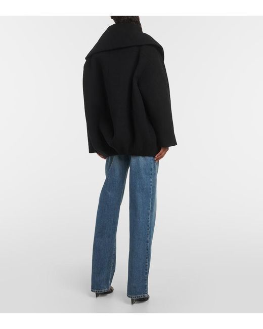 Alaïa Black Cocoon Wrap Virgin Wool Coat