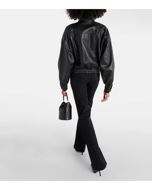 Saint Laurent Black Leather Bomber Jacket
