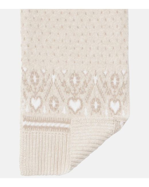 Khaite White Lucerne Fair Isle Cashmere Scarf