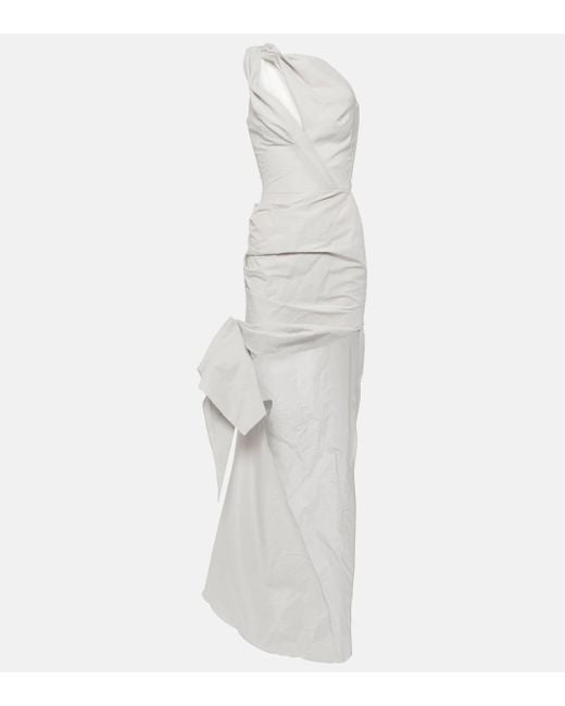 Maticevski White Brightness Asymmetric Draped Gown