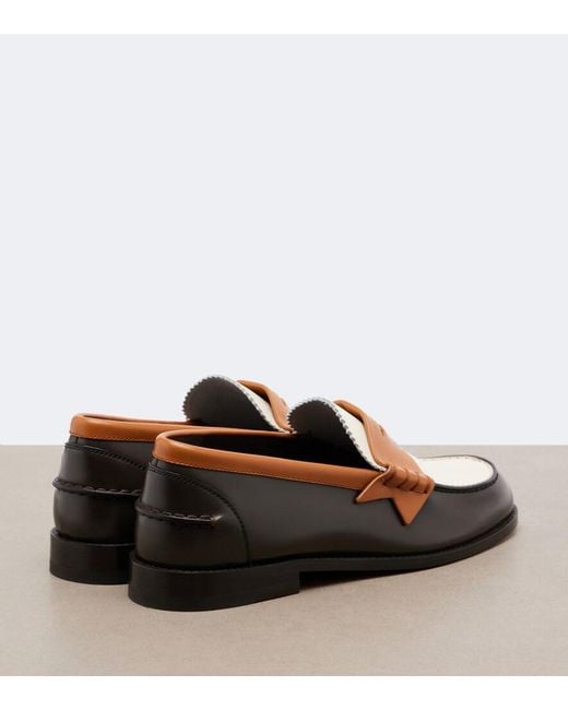 Christian Louboutin Brown Plato Leather Penny Loafers