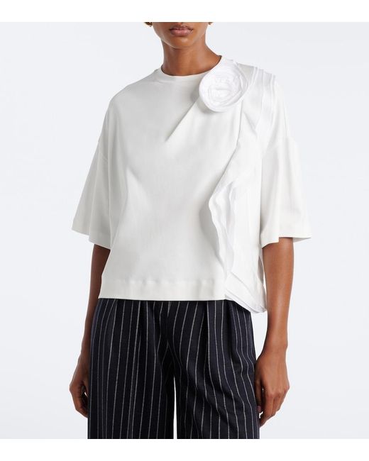 Max Mara White Floral-Applique Cotton Jersey T-Shirt