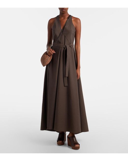 Brunello Cucinelli Brown Leather Espadrille Wedges