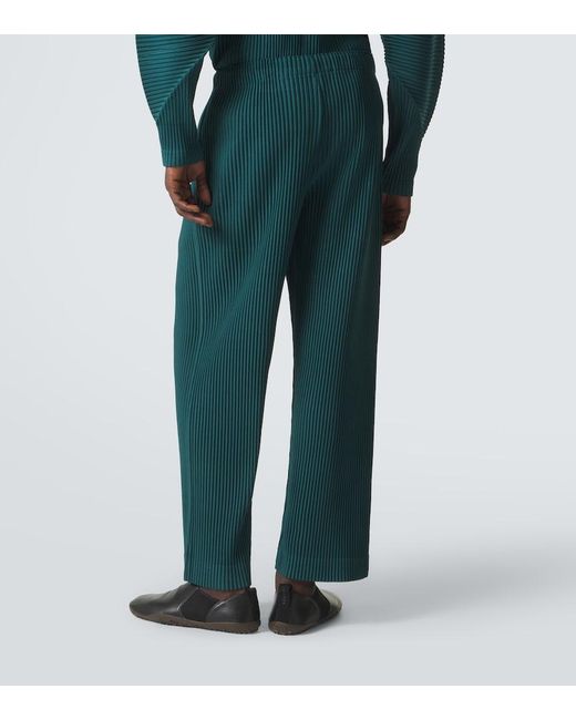 Homme Plissé Issey Miyake Green Color Pleats Straight Pants for men