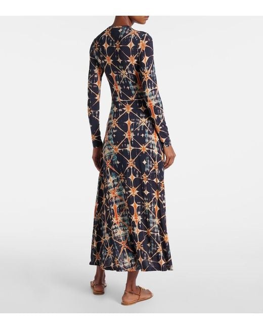 Ulla Johnson Multicolor Naia Ruched Printed Jersey Midi Dress