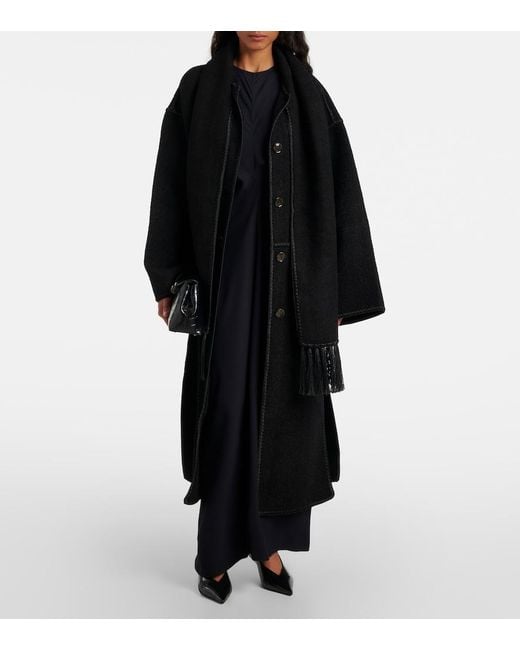 Totême Black Attached Scarf Coat