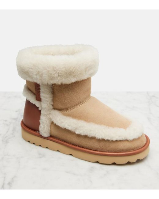 Chloé Natural Dolcie Shearling-Trimmed Ankle Boots