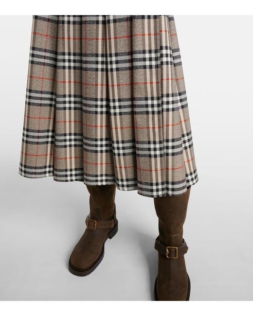 Burberry Natural Midirock Check Aus Wolle
