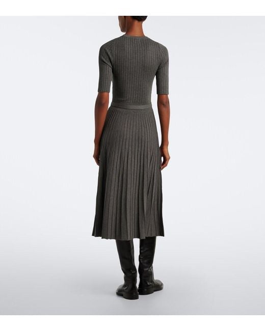 Veronica Beard Black Elthea Belted Ribbed-Knit Midi Dress