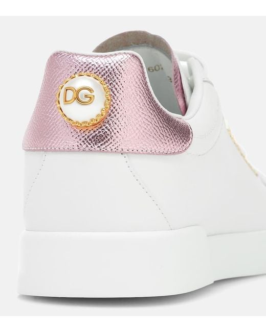 Dolce & Gabbana White Sneakers Portofino aus Leder