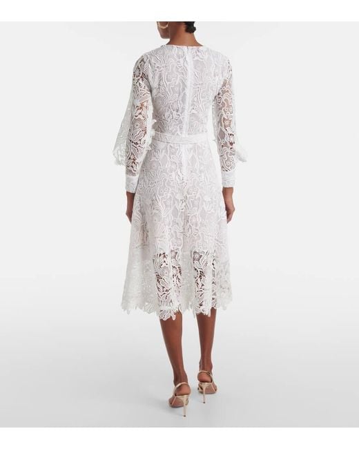 Oscar de la Renta White Floral Lace Cocktail Dress
