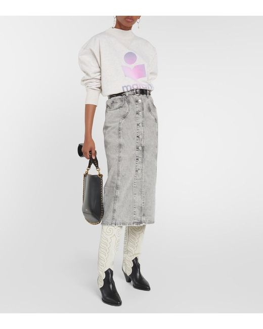 Isabel Marant Gray Vandy Denim Midi Skirt