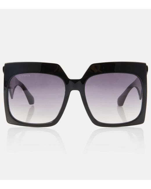 Etro Black Tailoring Rectangular Sunglasses