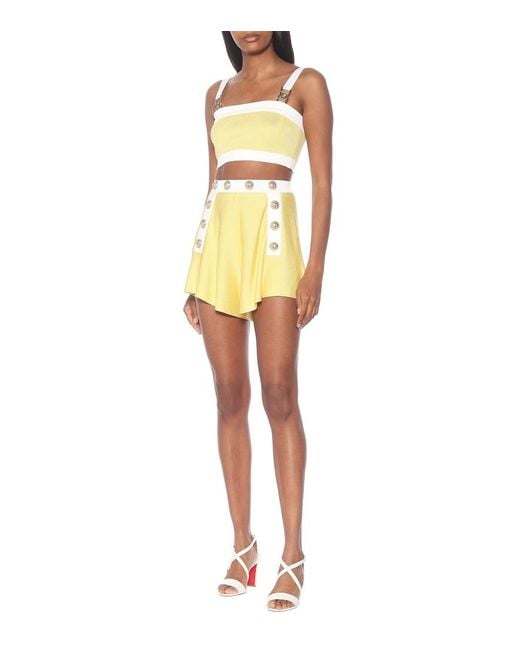 Balmain Yellow Knit Crop Top