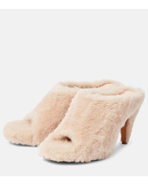 Khaite Natural Marion Shearling Mules