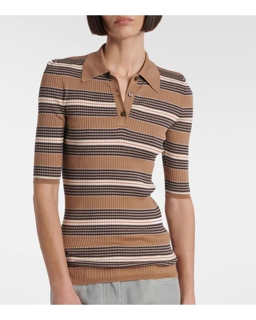 Prada Brown Polopullover Aus Einem Baumwollgemisch